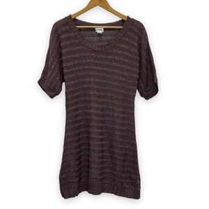 𝅺MOTHERHOOD Maternity Mauve Open Weave Tunic Sweater Large L